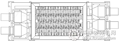 剪切式垃圾破碎机四电动机驱动（图２）