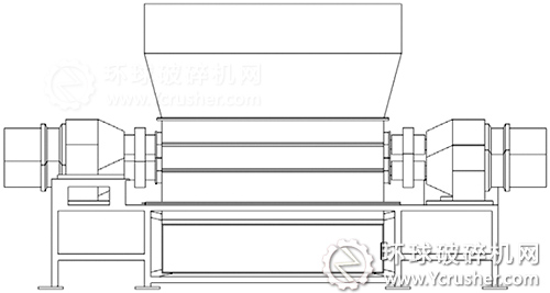 剪切式垃圾破碎机四电动机驱动